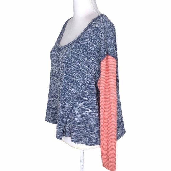 Free People We The Free blue top tee red stripe long sleeves small - Picture 7 of 12